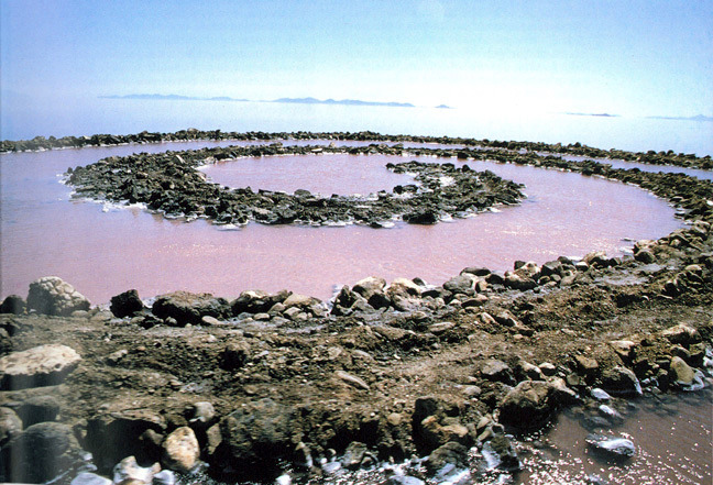sixpenceee:  The Spiral Jetty located in Utah. It was constructed by Robert Smithson