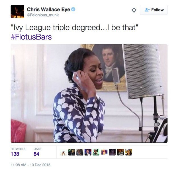 loveremains4eva:  baronessvondengler:  buzzfeed:  #FlotusBars Is The Best Thing You’ll