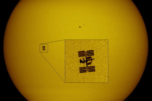 ISS and Atlantis Transits the Sun, 2010 js