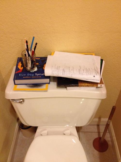 A writer’s natural habitat can be identified by the writing utensils stashed everywhere just in case