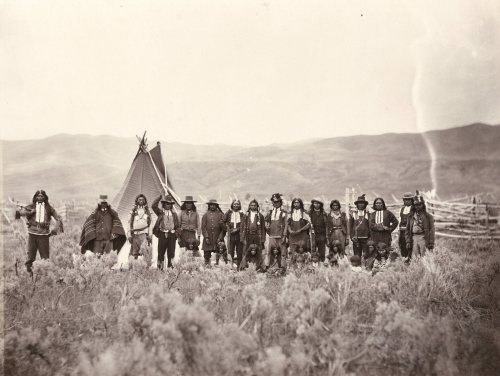 old-hopes-and-boots:Shoshone group. ca. 1864-1869. Photo by Andrew J. Russell.