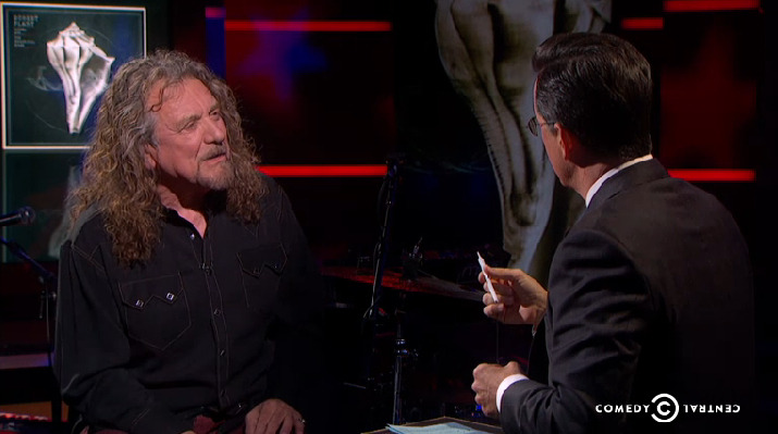 robertplantdoingthings:  Watch Robert Plant Hand Stephen Colbert a Joint (x)  &ldquo;For