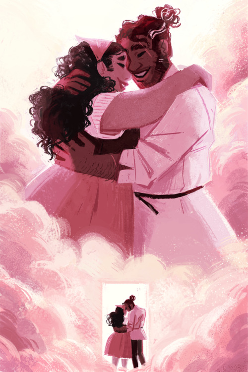 zonerloners:mayorofdunktown:Sorry i made you wait[image description: A pink toned painting of Magnus