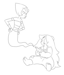 missgreeneyart: Right before I closed requests, I started sketching this request someone had of Amethyst as Aladdin and Pearl as a genie. And with that, I’m done posting art for the night.