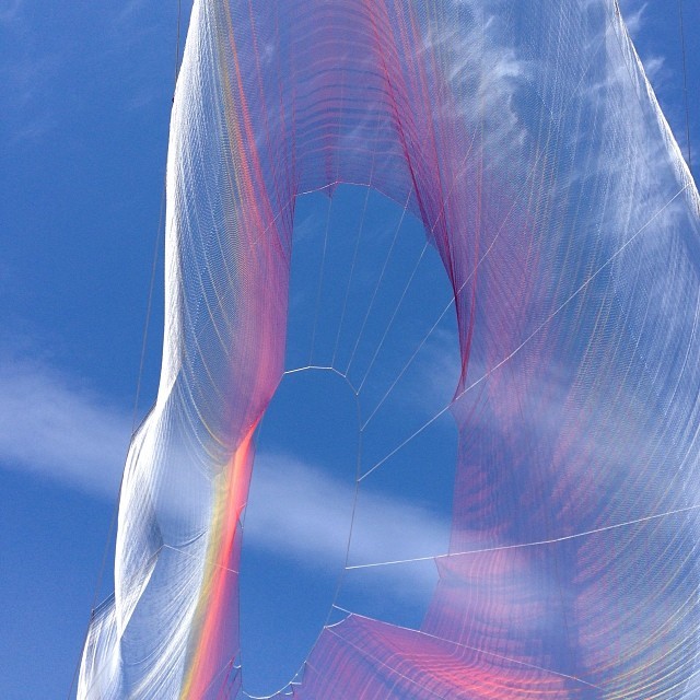 A monument to light, vapour and maritime culture, Janet Echelman’s enormous installation art piece hangs over #TED’s new home.
