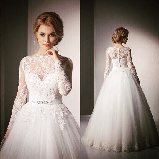 Lace sleeves wedding dress