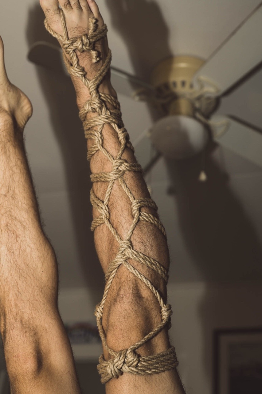 aprivateexpose:  Our bondage rope just came in the mail and we’re already addicted