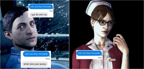 bruhvik:The Evil Within characters vs. ‘can you buy me pads’ texts(sequel of this)