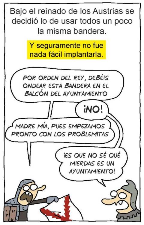 unpensadoranonimo:  Otra entrada del humorista gráfico Igor, a quién parece que el semanario humorista El jueves sobre-exploto para este día festivo, nos explica los orígenes de la bandera española 