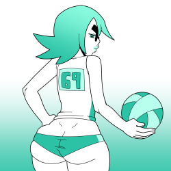 shameful-display: Millie/Amity stream art People were curious what Nasir’s eyes look like, and well…  Rebloggin’ since I really liked how that Amity volleyball-booty turned out.