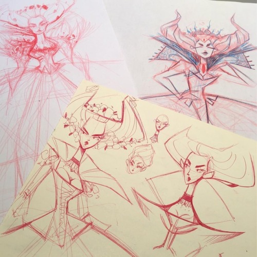 Sketching out Maleficient’s outfit and design to on @javier_barroeta_escuela Costume design Master Class 