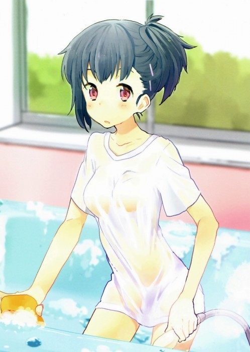 【二次・ZIP】女の子の濡れた服が体に貼り付いたり、透け透けになってるのが堪らん虹画像 | 桃色虹画像 -二次元萌え画像エロ画像まとめ-