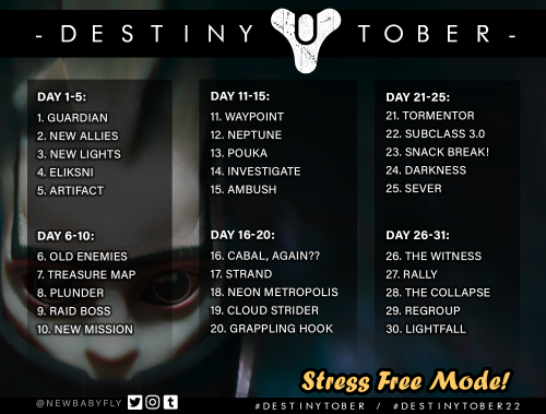 2023 Prompt List Is Here! Take A Trip Through Destiny History Starting Oct. 1 With A Daily Piece Of Art,