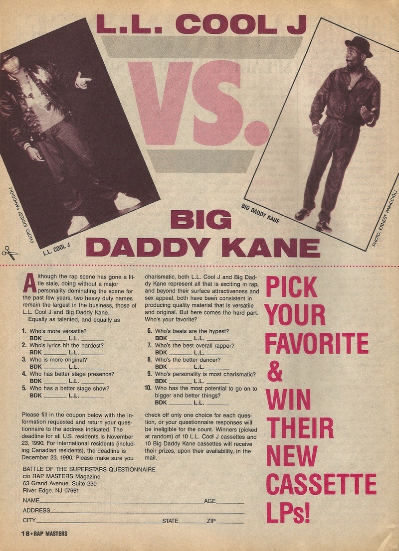 L.L. Cool J vs. Big Daddy Kane Pick Your Favorite &amp; Win Their New Cassette