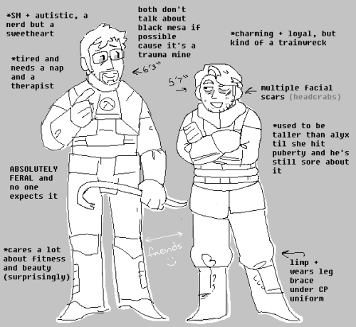 halflife2: hi i drew this in 5 minutes but [pushes it towards you] look at my headcanons