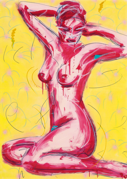enjoypaitings: thunderstruck9: Luciano Castelli (Swiss, b. 1951), Akt [Nude], 1978. Acrylic and oil 