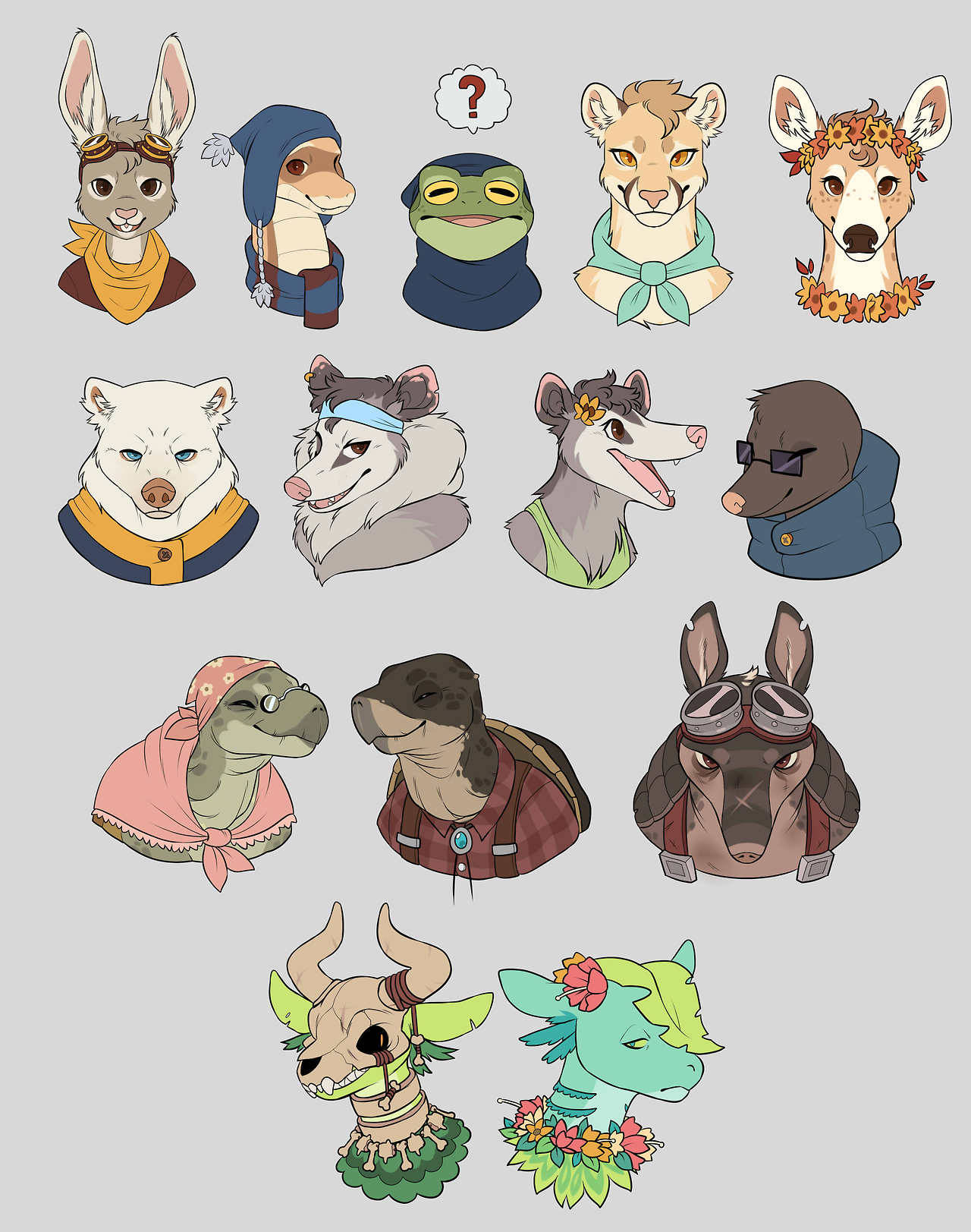 shayebot: Colored busts of the villagers of Animus in Heartbound! You can check out
