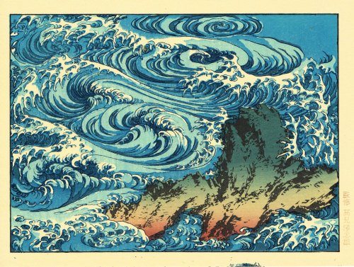 ukiyoecosmos: Japanese Ukiyo-e Woodblock print, Katsushika Hokusai, “Whirlpools at Awa no Naru