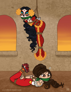 Lol XD  La Muerte looks like a piñata hanged like that!!   