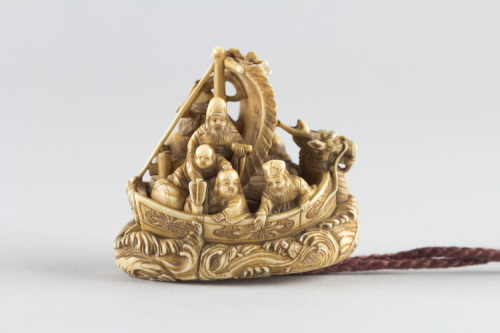 met-asian: Netsuke of Boat with the Seven Gods of Good Fortune, Masahiro, late 18th century, Metropo