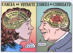 yodiscrepo:  Cabeza de votante vs Cabeza de candidato. Viñeta de Miguel Brieva.