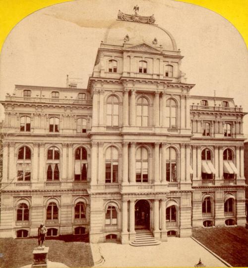 Stereograph photo of Old City Hall (Boston, c. 1868).