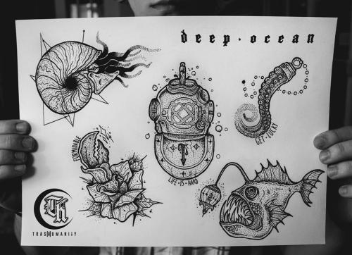 trashumanity:Deep Ocean Tattoo Sketches