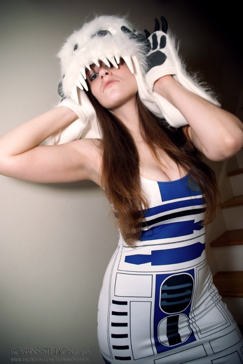 starwarsgonewild:  robbinsstudios: RikkuX modeling in Black Milk’s Artoo Dress courtesy of our good friend Shea. Wampa hat custom made by Shea as well. 