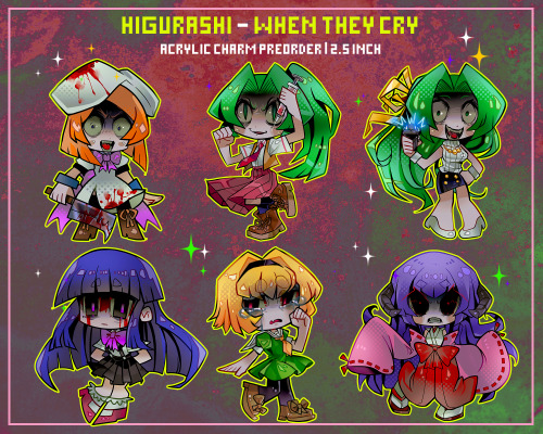  New ! Higurashi Girls acrylic charms now up for preorder until October 25th !   Link: etsy.com/shop