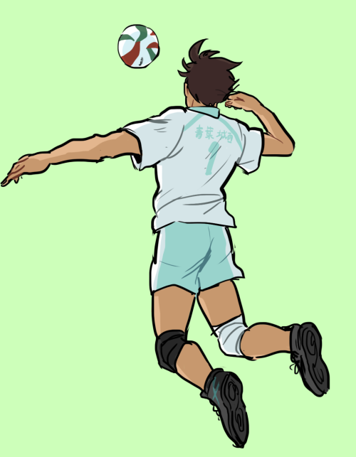 slimyhipster:  i barely draw oikawa actually PLAYING volleyball so like… here u go…
