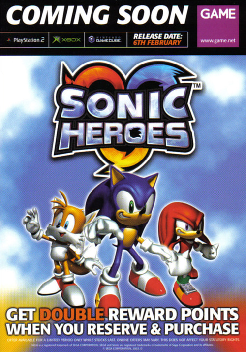 A GAME flyer for ‘Sonic Heroes’.