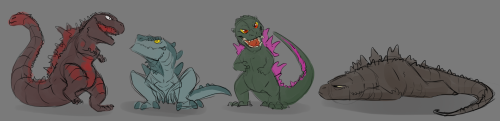 Some Godzilla doodles from 2020