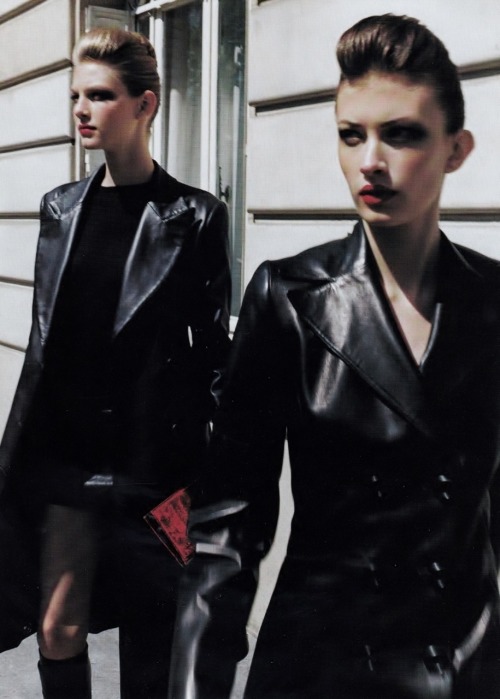 lelaid: Angela Lindvall &amp; Rhea Durham in Leather Forecast for Vogue, July 1997 Shot by Mari