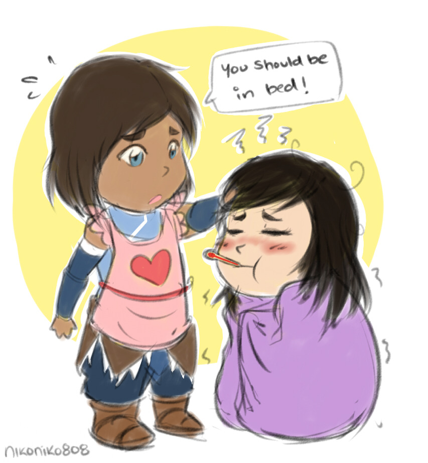 nikoniko808: iahfy pup wasn’t feeling well so I asked mama korra take care of