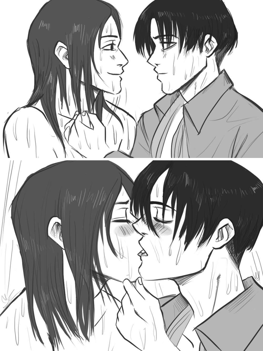 drinkyourfuckingmilk:  Levi’s attempts at cheering up Hange are terrible but it