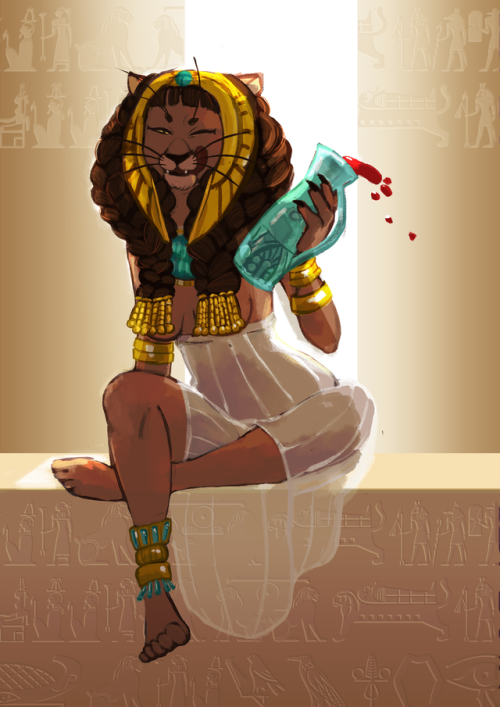 cherylldraws:For this month’s CharacterDesignChallenge I made a Sehkmet. There’s this myth where Ra 