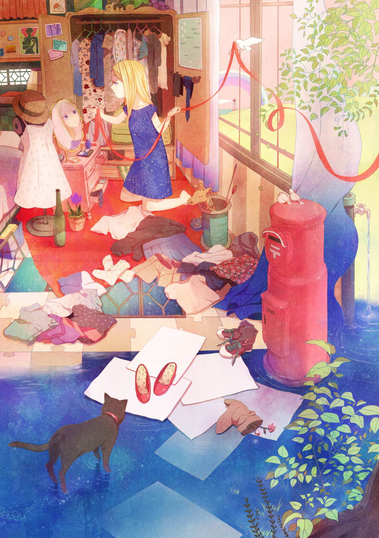 enoqi:  Artwork by Someya (染谷):  i. お節が美味いiii. お出かけ日和iv. しだれ日和のご挨拶