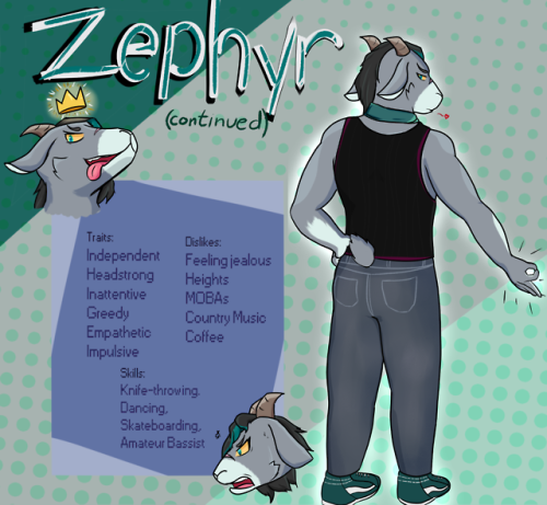 Finally finished this ref sheet! Zeph is an OC that me and @mellowmutt collaborated on and I’ve been