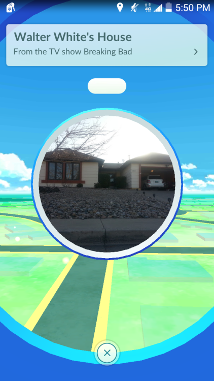 But of course Walter White’s house is a Pokestop. I suggest you tread lightly, however.(Via Reddit)