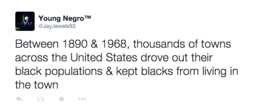 actjustly:Day 9 of #BlackHistoryYouDidntLearnInSchool - Sundown townsIs your town a Sundown town? My twitter