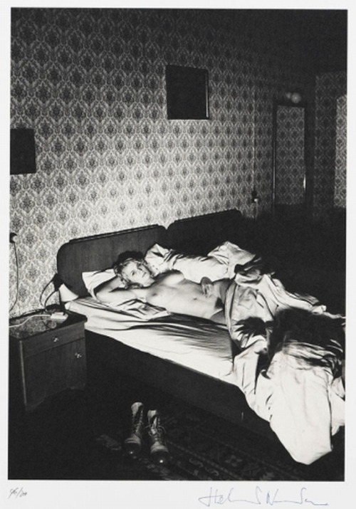 helmutnewtonphoto: 1980 Nude on bed - Polaroid/