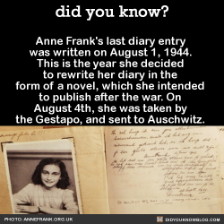 did-you-kno:   Tuesday, 1 August, 1944:   Dearest Kitty, “A bundle of contradictions” was the end of my previous letter and is the beginning of this one. Can you please tell me exactly what “a bundle of contradictions” is? What does “contradiction”