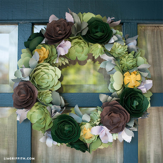 Paper Succulent Wreath | Lia Griffith
I love all of Lia Griffith’s paper crafts - that woman is a paper genius! You can make the selection of paper succulents into this pretty wreath, or try any of the other projects here.(I also like the succulents...