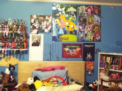 34choco:  pyroluminescence:  ashyluka:  My room is so fucking nerdy you guys have no idea.  It looks like my room! C:  omg your room is so pretty also does almost everyone on tumblr have their room painted the same color cause i know like at least five