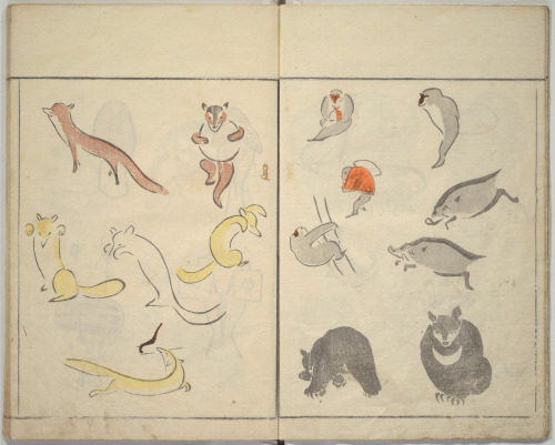 geritsel:Kuwagata Keisai - Spreads from  How to Draw Birds, Insects and Fish Simply, woodblock 