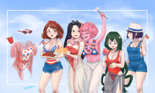 dismaidenart:Happy 4th of July from the Class 1-A girls!