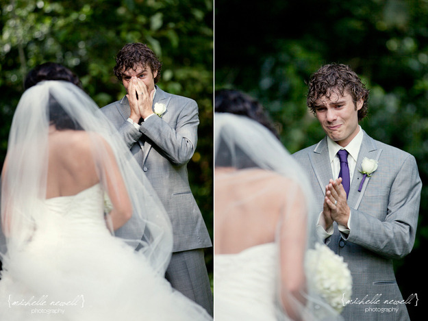 hopelessromanticelephant:  caitymariedaisy:  The moment the groom see’s his bride.