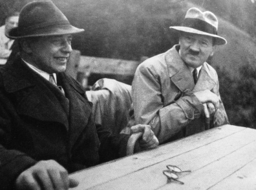 Heinrich Hoffmann And Hitler, Location And Date Unknown. Hoffmann Was Hitler's Personal Photographer