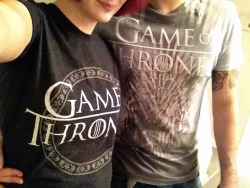 danananakroydstolemyname:  kitty-in-training:  Nerd alert. danananakroydstolemyname and I both got GoT’s tops today!!   me and my nerdy soul mate.  Look at you two kitty-in-training  danananakroydstolemyname what a couple of awesome GoT nerds! 😀