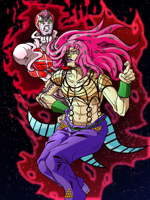 Diavolo and King CrimsonNormal, Glitchy and Time Skipping versions
